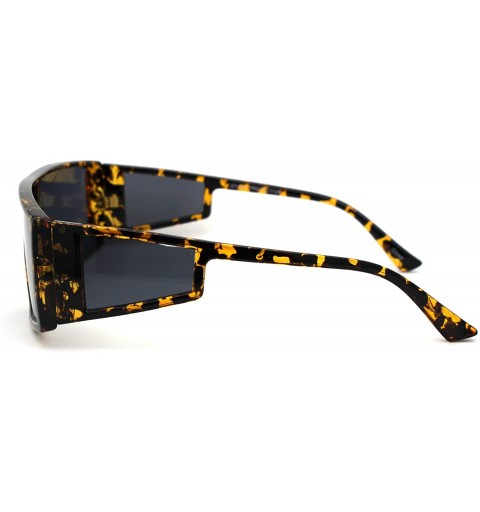Rectangular Unisex Flat Top Rectangular Mob Side Visor Plastic Sunglasses - Tortoise Black - CE18ZCQOHC3 $12.02