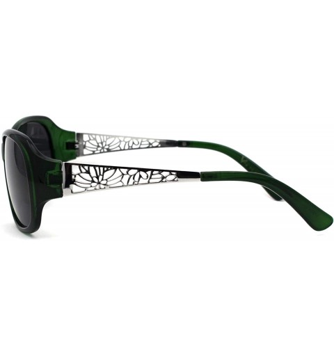 Butterfly Polarized Antiglare Floral Diecut Arm Luxury Butterfly Sunglasses - Green Silver Black - CY196WESX06 $13.85