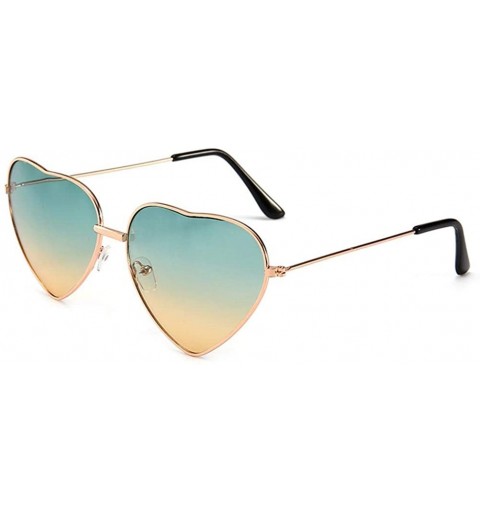 Aviator Heart Sunglasses Thin Metal Frame Hippie Lovely Aviator Style Eyewear UV400 Glasses Retro Sunglasses - D - CP190387S8...