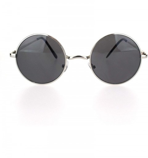 Round Mens Classic Hippie Round Circle Lens Hipster Metal Rim Sunglasses - Silver Black - CA18Q25XDA5 $9.50