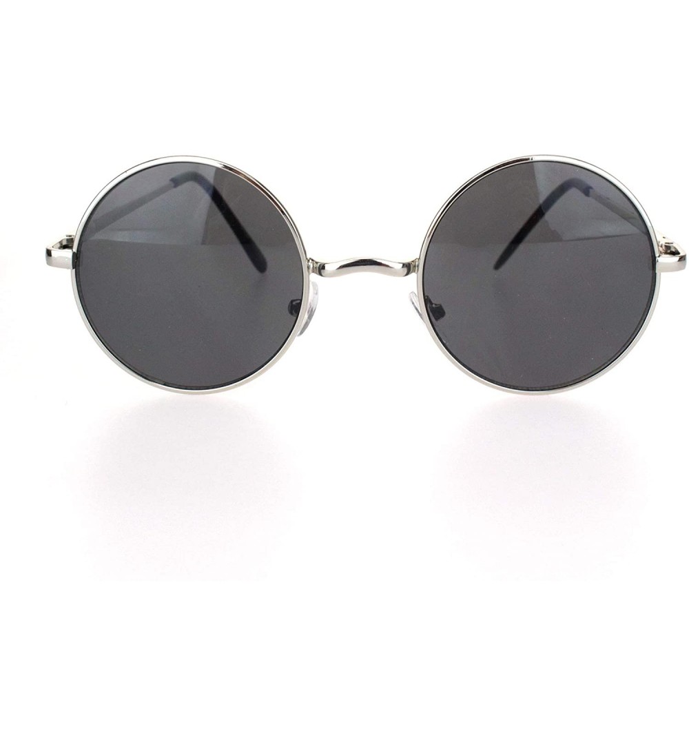 Round Mens Classic Hippie Round Circle Lens Hipster Metal Rim Sunglasses - Silver Black - CA18Q25XDA5 $9.50