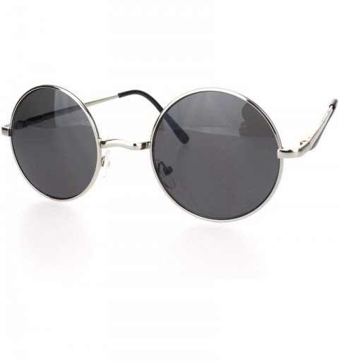 Round Mens Classic Hippie Round Circle Lens Hipster Metal Rim Sunglasses - Silver Black - CA18Q25XDA5 $9.50