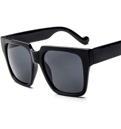 Oversized Oversized Square Sunglasses Women Retro Black Mirror Sun Glasses Fashion Vintage - 1 - CO18R30NIOU $28.22