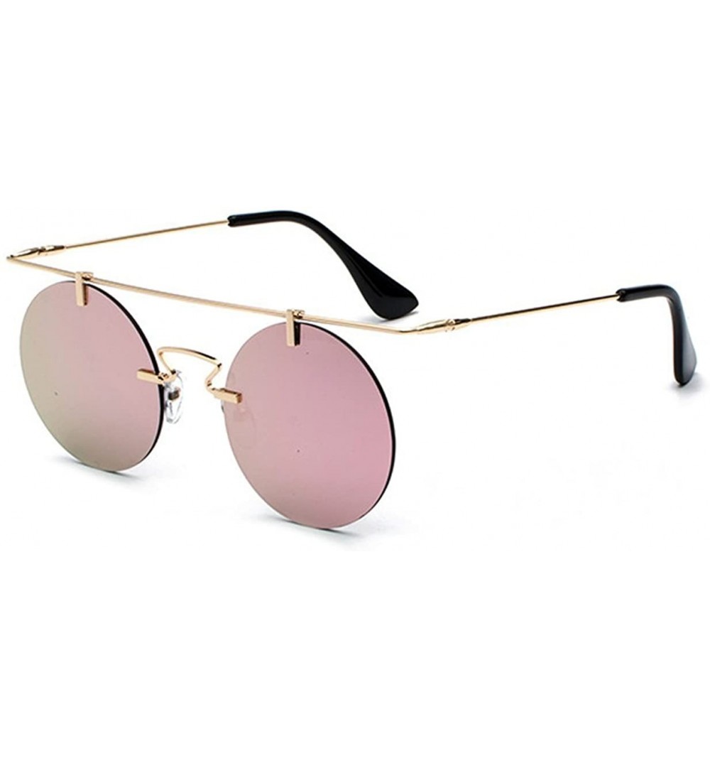 Rimless Retro sunglasses frameless personality lightweight sunglasses - Pink Color - CE18G6DZE40 $19.00