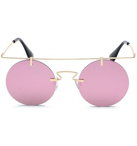Rimless Retro sunglasses frameless personality lightweight sunglasses - Pink Color - CE18G6DZE40 $19.00