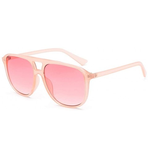 Square Mirrored Lens UV400 Square Oversized Sunglasses for Women Men Flat Top Fashion Shades Eyewear - Pink - C018UD8L4EG $9.47