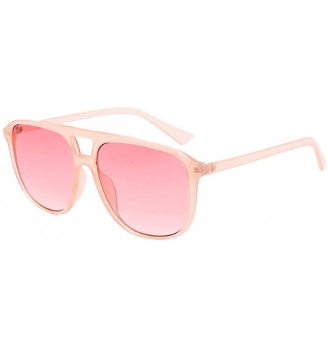 Square Mirrored Lens UV400 Square Oversized Sunglasses for Women Men Flat Top Fashion Shades Eyewear - Pink - C018UD8L4EG $9.47