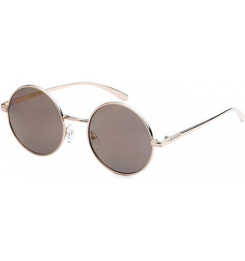 Round Metallic Round Sunglasses - Brown/Gold - CL18DNH5M7K $11.69