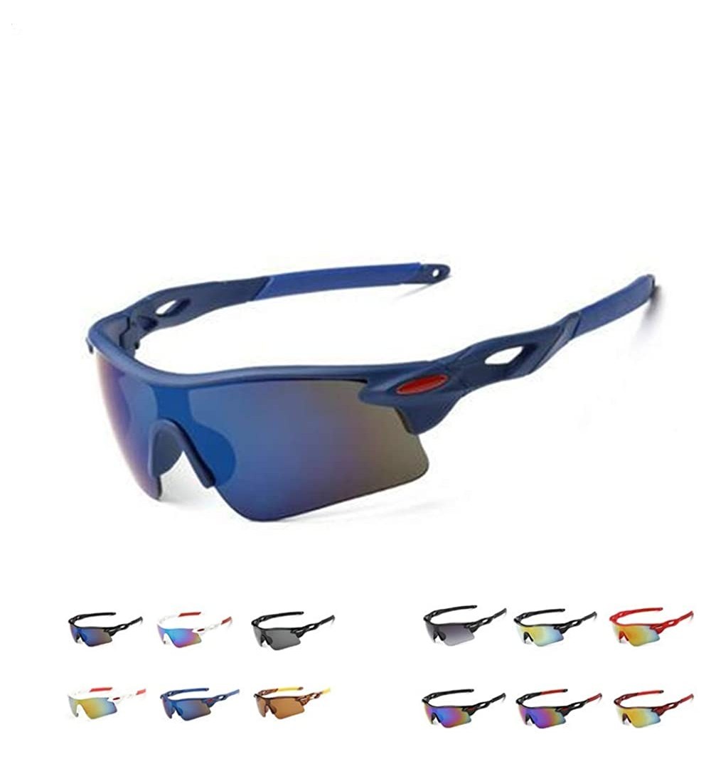Rimless Polarized Sunglasses Men Explosion Proof Baseball - Matte Blue - C7190DYGOSS $9.71
