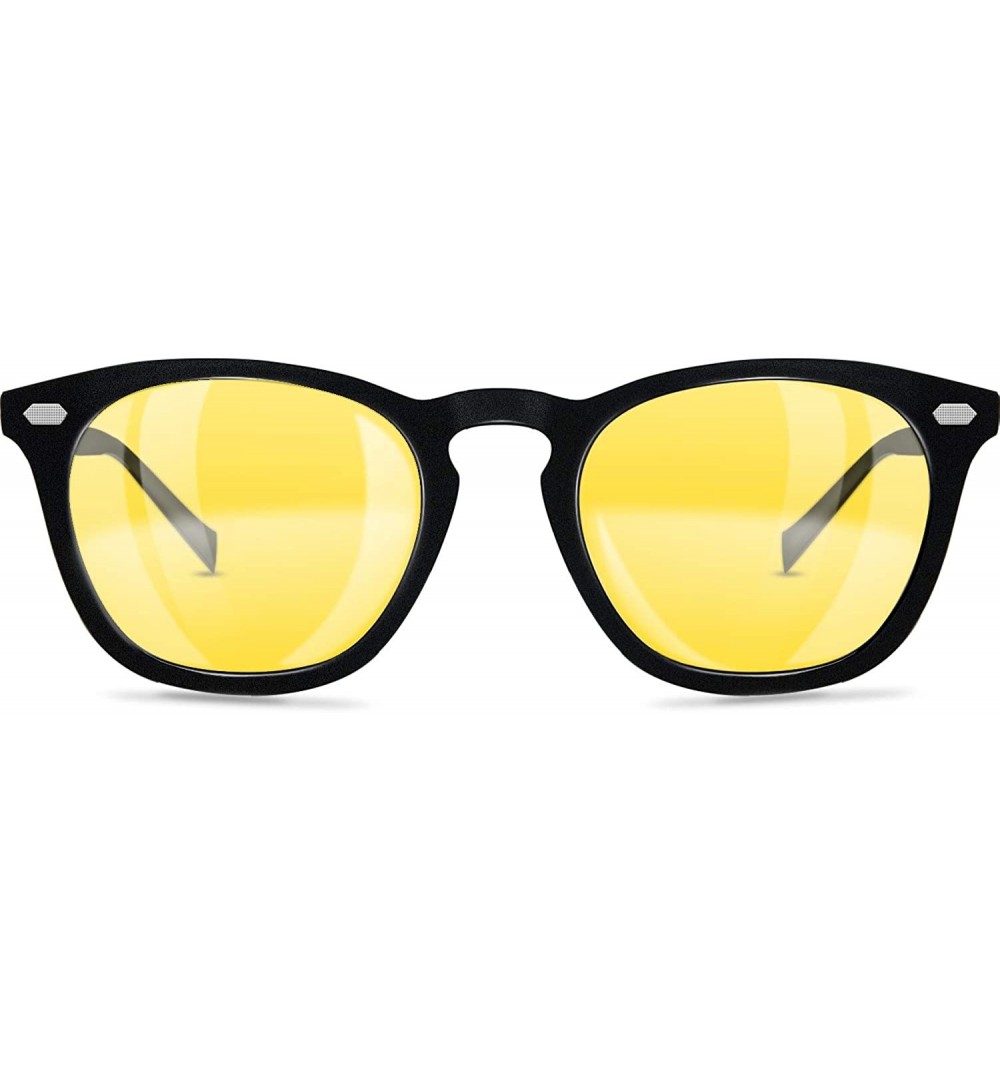 Square Polarized Protection Sunglasses - Black Frame/Yellow Lens - CS194R56K28 $16.32