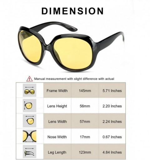 Wrap Women Oversized Night-Driving Glasses Anti-Glare Polarized Night-Vision Glasses for Driving/Fog/Rainy - CH1987N6AT9 $15.33