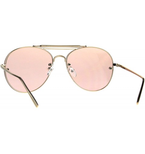 Round Round Aviator Sunglasses Unisex Trendy Rims Behind Lens Shades UV 400 - Gold (Pink) - CZ1892TKHI2 $10.21
