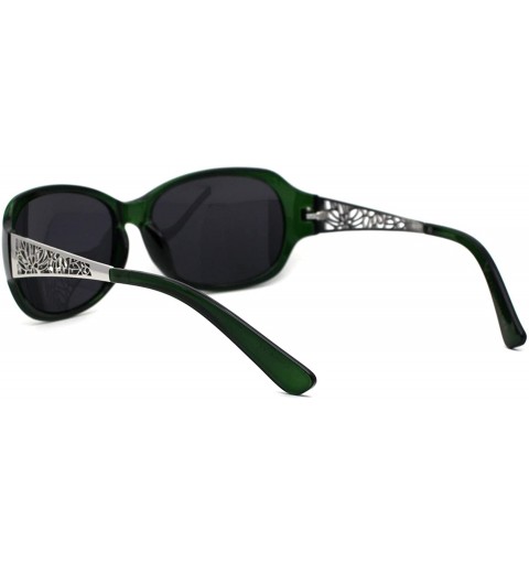 Butterfly Polarized Antiglare Floral Diecut Arm Luxury Butterfly Sunglasses - Green Silver Black - CY196WESX06 $13.85