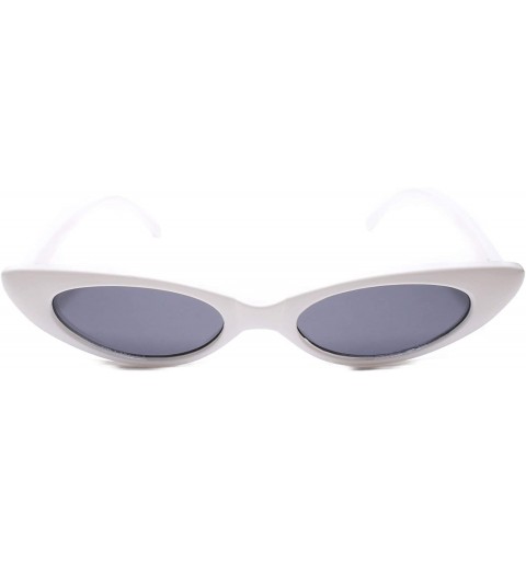 Cat Eye Unique Narrow Slim Designer Womens Pointy Cat Eye Trendy Sunglasses - White - C918U2NR6CS $13.00