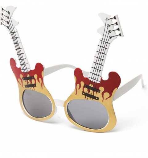 Oversized Party Fun Props Unique Guitar Design Festival Sunglasses - White/Red - C91190GKK4D $12.19