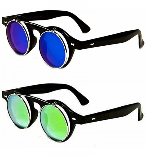 Round Round Flip Up 42mm Men Women Django Levante Gafas De Sol Sunglasses - 2 Pack - C9129TXP979 $9.57