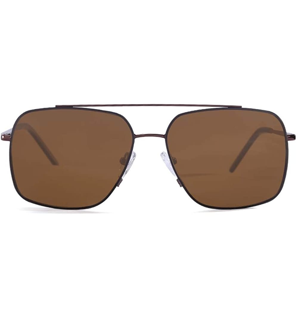 Square New Nylon Polarized Lens Square Double Bridge Sunglasses Metal Frame For Men Driving UV Protection - C918AK4Q268 $11.56