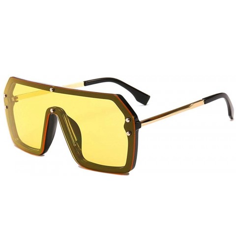 Goggle Flat Top Oversize One Piece Lens Goggle Sunglasses Women Fashion Gradient Square Shades - Yellow - CT18M72NK6Y $11.50