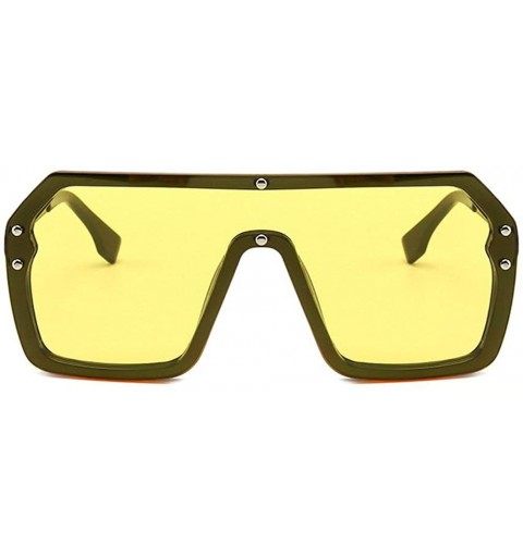 Goggle Flat Top Oversize One Piece Lens Goggle Sunglasses Women Fashion Gradient Square Shades - Yellow - CT18M72NK6Y $11.50