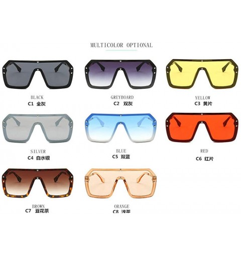 Goggle Flat Top Oversize One Piece Lens Goggle Sunglasses Women Fashion Gradient Square Shades - Yellow - CT18M72NK6Y $11.50