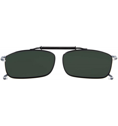 Rectangular Easyclip Spring Polarized Clip On Sunglasses - C63-green - CQ126NIYCWV $11.35