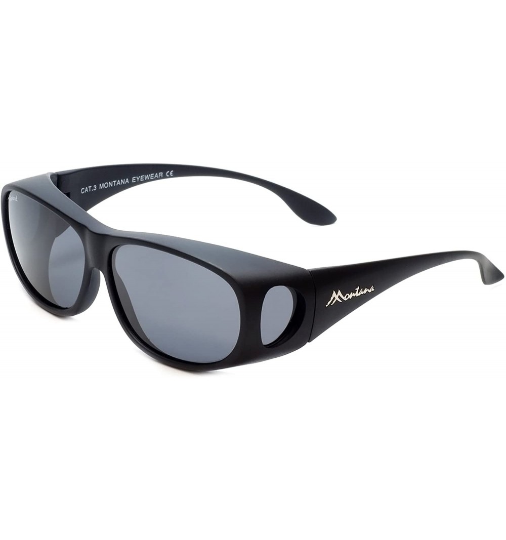 Rectangular Designer Polarized Fitover Sunglasses F03 63mm - Matte Black - CL1833S02NE $28.77