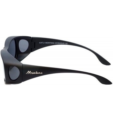 Rectangular Designer Polarized Fitover Sunglasses F03 63mm - Matte Black - CL1833S02NE $28.77