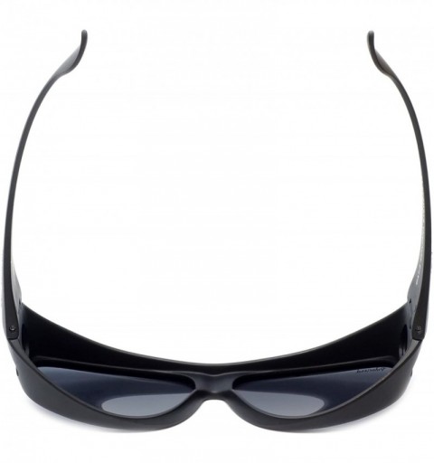 Rectangular Designer Polarized Fitover Sunglasses F03 63mm - Matte Black - CL1833S02NE $28.77