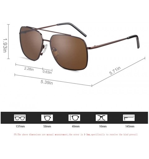 Square New Nylon Polarized Lens Square Double Bridge Sunglasses Metal Frame For Men Driving UV Protection - C918AK4Q268 $11.56