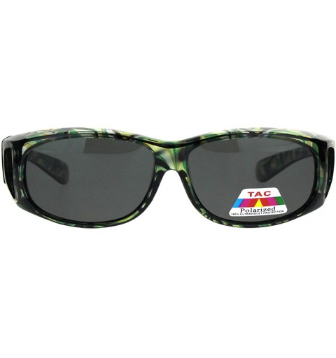 Rectangular Polarized Womens Geo Pattern 55mm Rectangle Translucent Plastic Fit Over Sunglasses - Green - CF18IRKWNA6 $13.01