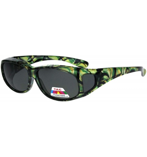 Rectangular Polarized Womens Geo Pattern 55mm Rectangle Translucent Plastic Fit Over Sunglasses - Green - CF18IRKWNA6 $13.01