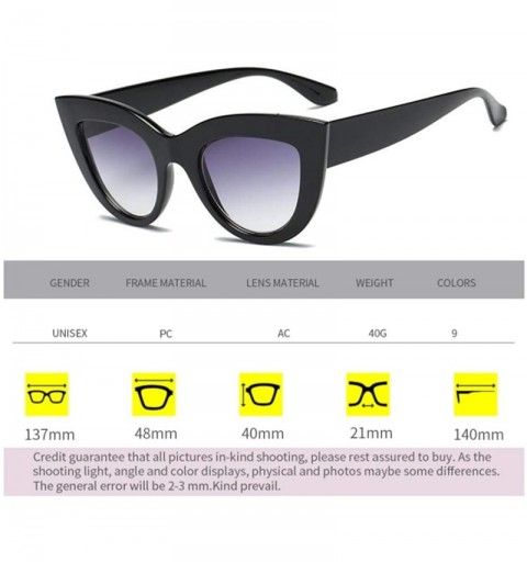 Oversized Retro Cateye Sunglasses for Women Mirrored Lens UV400 Shades - Gross Black/Grey - CE18IE6ZRKT $10.05