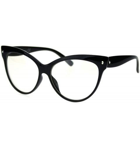 Cat Eye Womens Oversize Cat Eye Horn Rim Plastic Retro Sunglasses - Black Clear - C218SGLR8RU $12.28