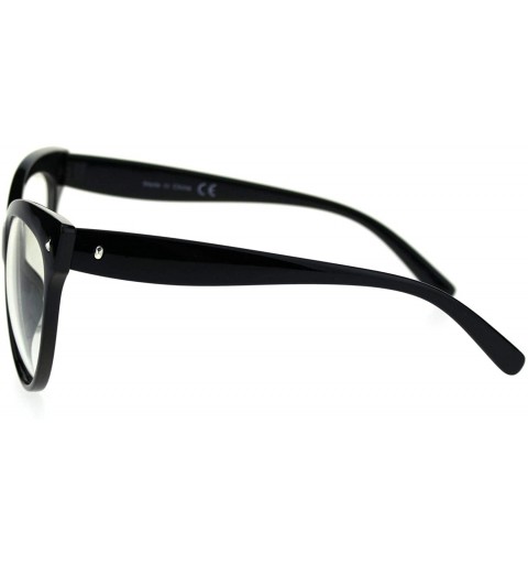 Cat Eye Womens Oversize Cat Eye Horn Rim Plastic Retro Sunglasses - Black Clear - C218SGLR8RU $12.28
