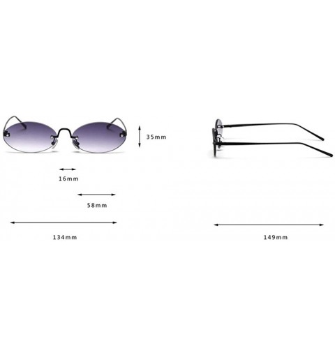 Oval 2019 Vintage oval metal frameless unisex brand luxury sexy sunglasses uv400 - Purple&pink - CD18SSLOGDW $16.08