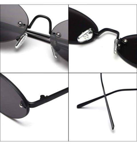 Oval 2019 Vintage oval metal frameless unisex brand luxury sexy sunglasses uv400 - Purple&pink - CD18SSLOGDW $16.08