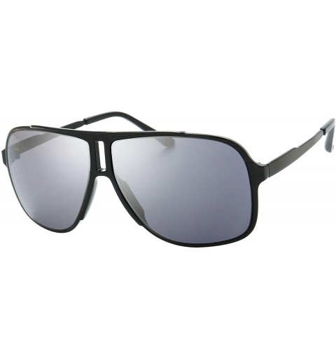Wrap Men's New Safaris Aviator Sunglasses - Gift Box Package - 1 Shiny Black - CC18UZ3I3D2 $14.36