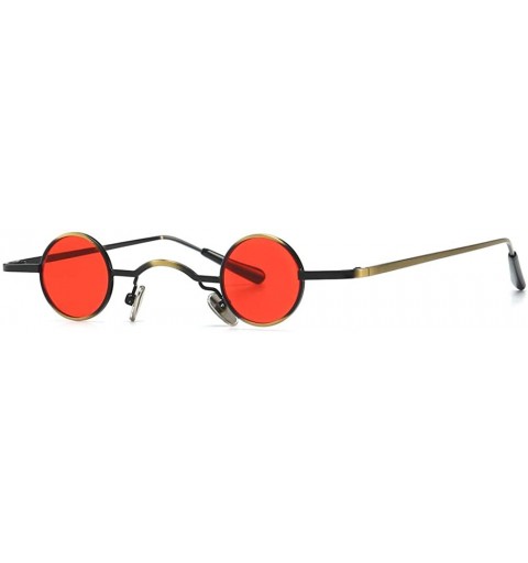 Round Tiny Sunglasses Round Retro Metal Men Punk Sun Glasses Women Eyewear - Red Lens - CD18UAMYA27 $14.27