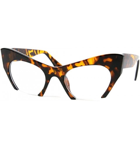 Semi-rimless Semi-Rimless Style Cat Eye Frame Clear Lens Glasses P4021CL - Tortoise - CB1824NE89E $11.81