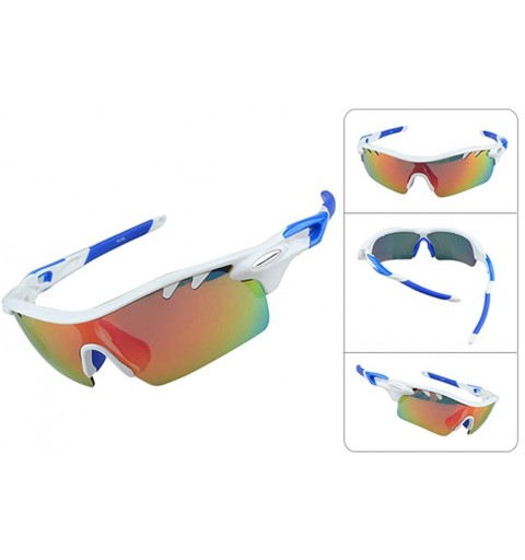 Sport Topsports Polarized Sport Cycling Sunglasses 3 lenses Men Driving Glasses - White&blue - C31867UK6IS $25.94
