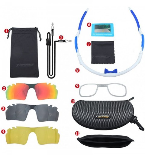 Sport Topsports Polarized Sport Cycling Sunglasses 3 lenses Men Driving Glasses - White&blue - C31867UK6IS $25.94