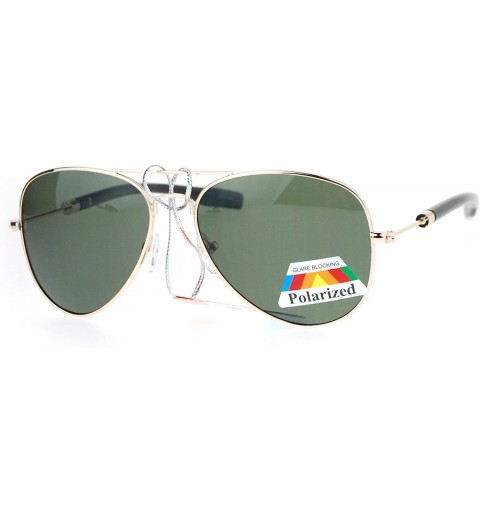 Aviator Polarized Lens Sunglasses Classic Aviator Frame Unisex Fashion Shades - Gold (Green) - CE186NTZ47R $13.20