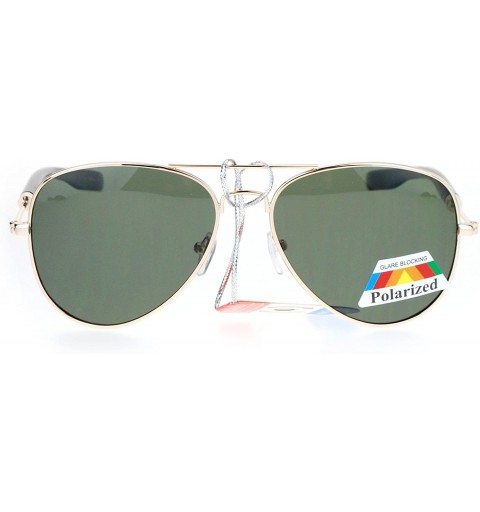 Aviator Polarized Lens Sunglasses Classic Aviator Frame Unisex Fashion Shades - Gold (Green) - CE186NTZ47R $13.20