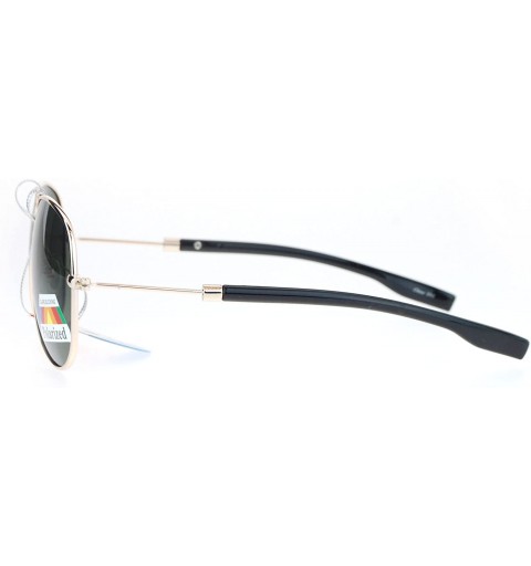 Aviator Polarized Lens Sunglasses Classic Aviator Frame Unisex Fashion Shades - Gold (Green) - CE186NTZ47R $13.20