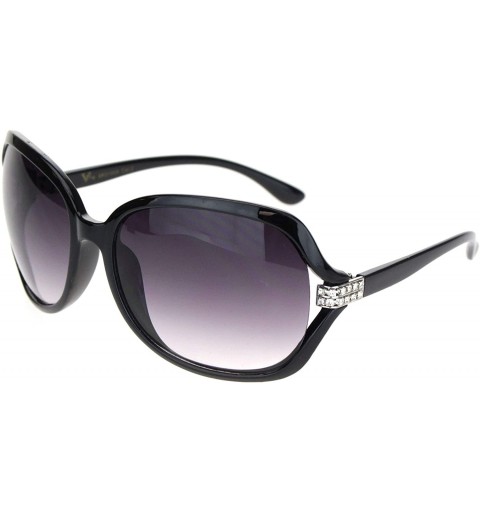 Butterfly Womens Iced Rhinestone Jewel Hinge Butterfly Sunglasses - Black Gradient Black - C218NWR0YD0 $23.32