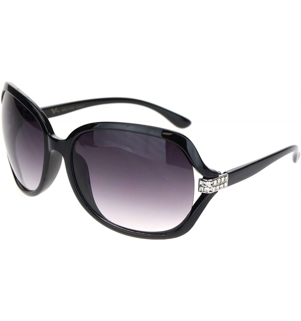 Butterfly Womens Iced Rhinestone Jewel Hinge Butterfly Sunglasses - Black Gradient Black - C218NWR0YD0 $15.65