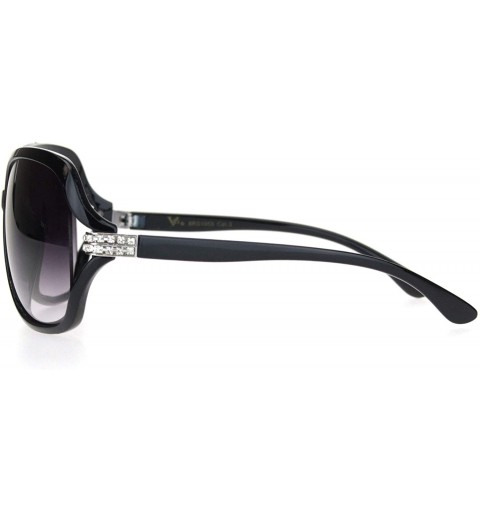 Butterfly Womens Iced Rhinestone Jewel Hinge Butterfly Sunglasses - Black Gradient Black - C218NWR0YD0 $15.65