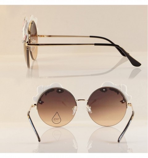 Oversized Rainbow Heart Unicorn Top Gradient Ocean Color Round Sunglasses A110 - (Gold) Brown - CF180RWASM4 $15.85