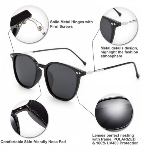 Square Retro Polarized Sunglasses for Women Men Square Lightweight Frame - Black - CB198CUA05G $18.19