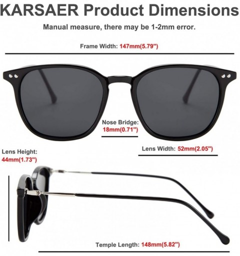 Square Retro Polarized Sunglasses for Women Men Square Lightweight Frame - Black - CB198CUA05G $18.19